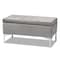 Baxton Studio Mabel Grey Velvet Upholstered Silver Finished Storage Ottoman 165-10678 - alternate 1